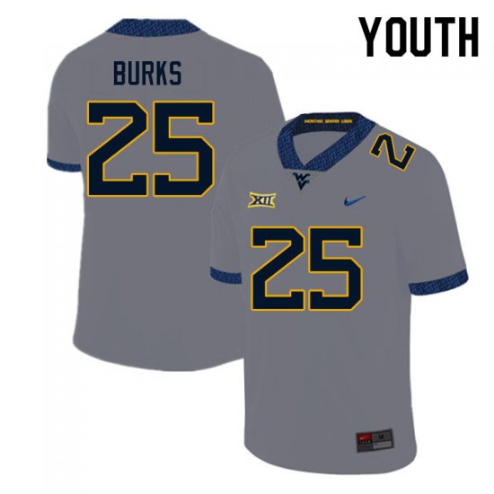 Youth West Virginia Mountaineers NCAA #25 Aubrey Burks Gray Authentic Nike Stitched College Football Jersey BI15L74IZ